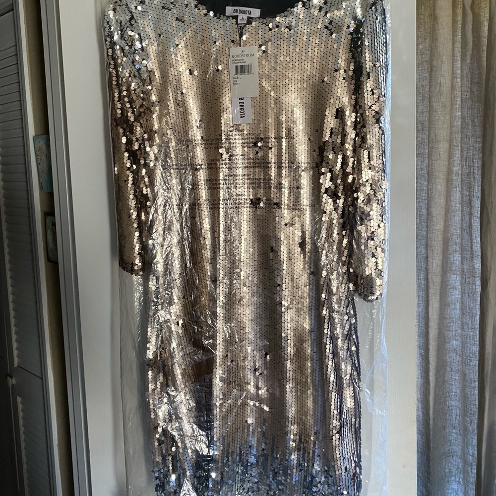 NEW on hanger Champagne colored sequin dress